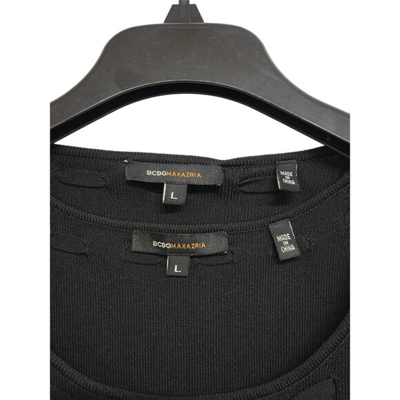 BCBG MaxAzria 2 Piece Shift Ponte Knit Dress Cardigan Set Womens Large Black - Picture 9 of 11